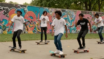 En gruppe unge mennesker som nyter skateboarding i en bypark.