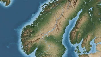 Et kart over Norge som viser skillet mellom Østlandet og Vestlandet