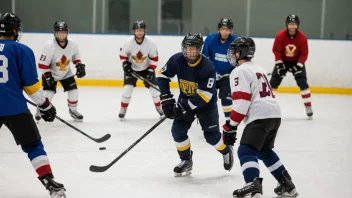 Unge ishockeyspillere under trening på et ishockeyakademi.