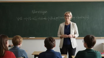 En lærer som underviser i norsk for en klasse elever.