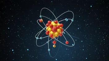 En illustrasjon av en atomkjerne med protoner og nøytroner