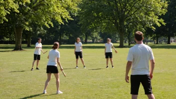 En morsom og livlig bilde av mennesker som spiller rounders