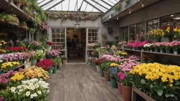 En vakker blomsterhandel med et stort utvalg av blomster og planter