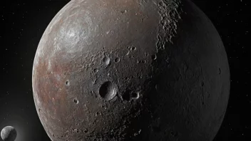 Charon, den største månen til Pluto, i bane rundt dvergplaneten.