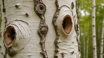 Et nærbilde av en bjørks treskulptur og tekstur.