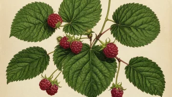 En detaljert illustrasjon av en Rubus-plante, som viser dens karakteristiske trekk.