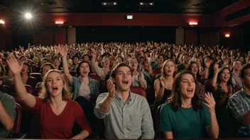 En kino med fullt hus som jubler og klapper