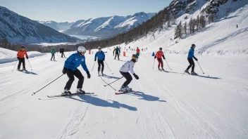 En vintersportuke i Norge, hvor mennesker deltar i ulike vinteraktiviteter.