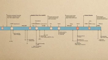 En tidsrekke som viser en rekke år med noen hendelser markert.