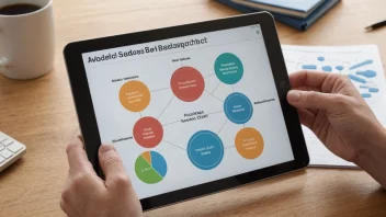 En person som holder en tablet med et diagram som viser en behovsstyrt tilnærming.