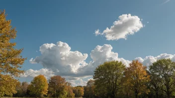 Et fredelig landskap med en klar blå himmel og noen hvite skyer, som symboliserer den beroligende og behagelige atmosfæren av engelvær.