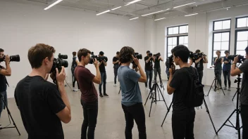 En fotografiskole med studenter som tar bilder