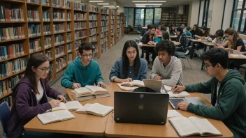 En gruppe studenter som studerer sammen i et bibliotek.