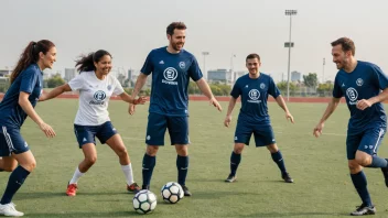 Kolleger som spiller fotball sammen, for å fremme teambygging og bedriftsånd.