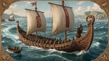 Et viking skip som seiler gjennom havet, med en besetning av vikingkrigere om bord.