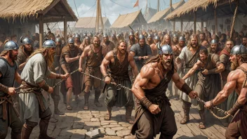 Illustrasjon av vikingtidens slavehandel