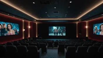 Et stort megaplex-kino med en moderne og stilfull innredning