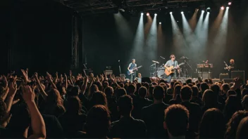 En gitarist som spiller på scenen under en konsert.