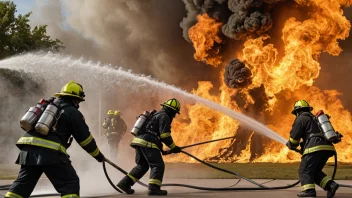 Brannmenn som bruker brannslokkingsteknikk for å slokke en brann.