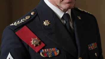 En person som bærer en uniform med en gradstripe eller merke på ermet eller skulderen.