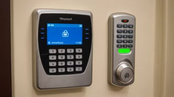 Et moderne tilgangskontrollsystem, med kortleser, tastatur og elektronisk lås, installert på en dør.