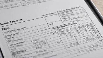 En finansiell rapport med en fremhevet seksjon som viser et overskudd eller en fortjeneste.