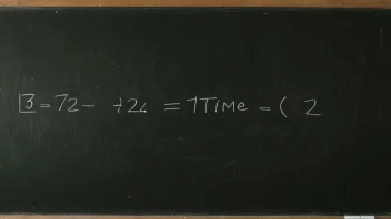 En matematisk ligning på en tavle, med et ur i bakgrunnen for å representere tid.