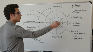 En person foran en whiteboard med et diagram som viser ulike målgruppensegmenter