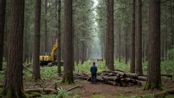 En person studerer skogfag i en skog.