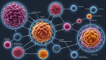 En illustrasjon av en celleutviklingsprosess, som viser de komplekse samspillene mellom celler og molekyler.