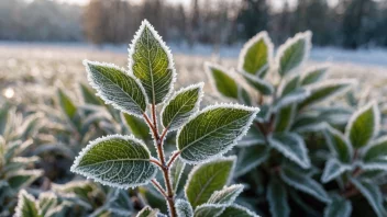 En frostherdig plante med frost på bladene.