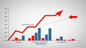 En illustrasjon av et diagram som viser ulike nivåer av finansiering, med en rød pil som peker oppover.