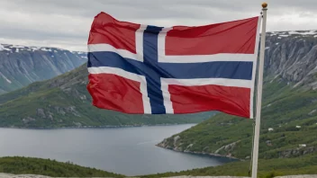 Et norsk flagg som vifter i vinden, symboliserer nasjonal stolthet.