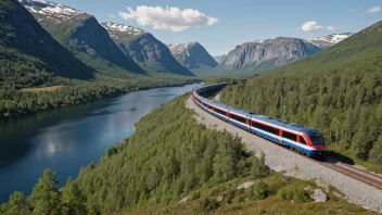 Et tog med norsk og svensk flagg, som symboliserer internasjonal togreise.