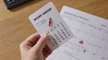 En person som holder et arbeidstidskort, med en klokke og en kalender i bakgrunnen.