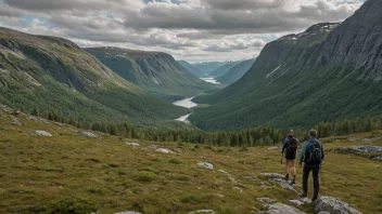 Et idyllisk landskap av et norsk villmarksområde, perfekt for fotturer og utendørsaktiviteter.