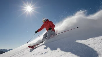 En person som kjører ned en fjellside med varierende snøkvalitet.