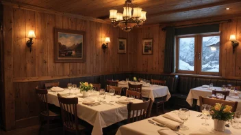 En tradisjonell norsk restaurant med en varm atmosfære.