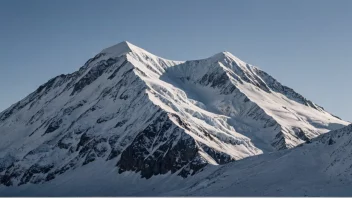 Et fjell dekket av snø og is