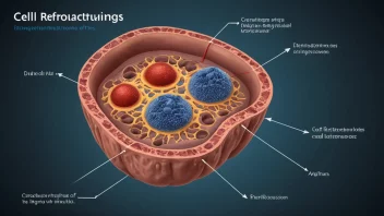 En bilde som viser prosessen med cellestrukturering, med piler og diagrammer som illustrerer endringene i cellens struktur.