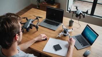 En person som designer en drone på en datamaskin