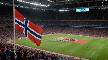 Et bilde av et stadion med et norsk flagg, som symboliserer en nasjonal konkurranse.