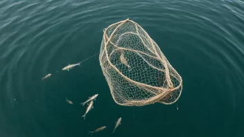 Et flytnett som flyter på vannoverflaten, med fisk som svømmer inni.