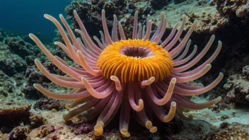 En sjøanemone med lyse farger og delikate tentakler