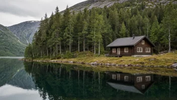 En fredelig fjellhytte i Norge