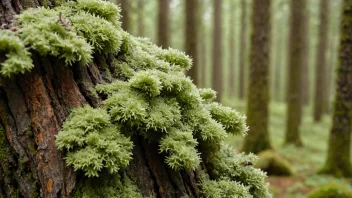 En stor, grønn lav som vokser på en trestamme i en norsk skog.