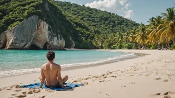 Et fredelig bilde av en person som nyter en kravfri tid på en strand.