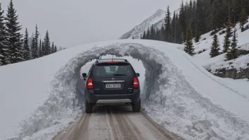 En snøklynge på en fjellvei.