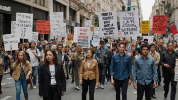 En gruppe mennesker som protesterer mot en regjeringspolitikk.