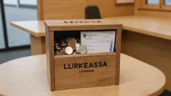 En lirekasse med noen få donasjoner inni, merket 'Lirekassa' på norsk.